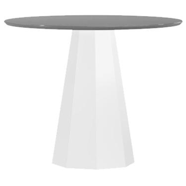Imagem de Mesa De Jantar 100x100 Cm Isis Com Vidro Off White Preto - New Ceval