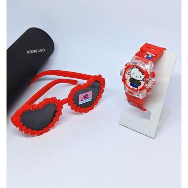 Imagem de Kit Relógio Infantil Digital Meninas Pisca Luz Led Colorido Princesas 
