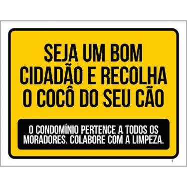 Imagem de Placa Ps Recolha Fezes Cão Condomínios Cachorro 36X46 - Sinalizo