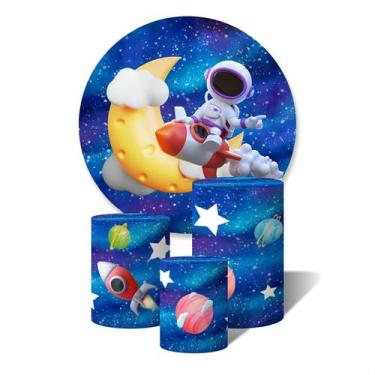 Imagem de Trio de Capas Cilíndricas + Painel Redondo Sublimado c/Elástico Astron