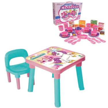 Imagem de Mesinha Desmontável Educativa Didática Unicórnio + Chazinho - Monte Lí