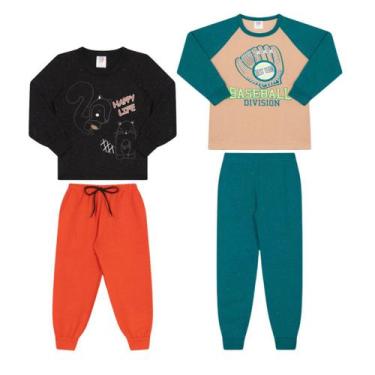 Imagem de Kit 2 Pijama Infantil Flanelado Quentinho Masculino Feminino - Aymee, 