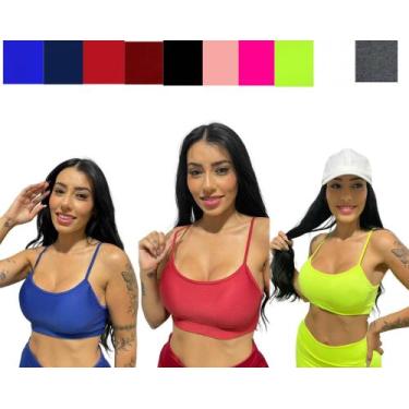 Imagem de Kit 3 top alça fina sem bojo feminino academia TB  modafitness, Sortid