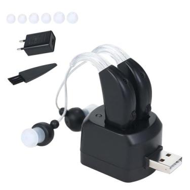 Imagem de Aparelho Auditivo Amplificador som Recarregável super Premium ( Par ) 