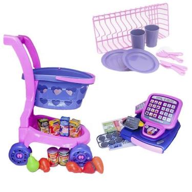 Imagem de Kit Brinquedo Menina Super Mercado Escorredor Prato 35pç - Altimar