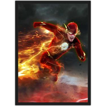 Imagem de Quadro Decorativo Flash Super Heróis Geek Decorações Com Moldura G05 -