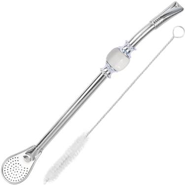 Imagem de Canudos premium de erva-mate, canudos Bombilla Mate de aço inoxidável reutilizáveis, com contas coloridas - acessórios Bombilla for Mate para beber cabaça e conjunto Bombilla, com filtro de cabeça