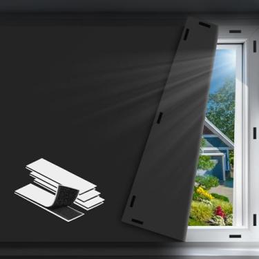 Imagem de Cortinas blackout para quarto - 99 cm x 144,8 cm cortina blackout portátil para qualquer janela - 100% blackout película para janela - persianas blackout temporárias para berçário, dormitório, viagens