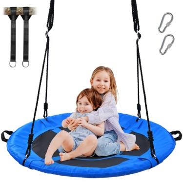 Imagem de Trekassy 700lb 40" Saucer Tree Swing for Kids Adults Textilene with 2pcs Tree Hanging Straps-Blue