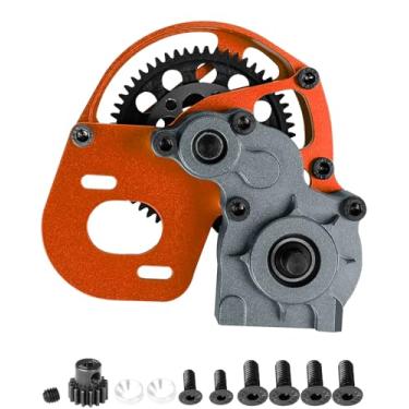 Imagem de RcarmumbWow Middle Transmission Gearbox Upgrades Part for 1/10 RC Crawler car Axia1 SCX10, SCX10 II 90046 90047 Wraith,AX10,RC Aluminum Center Transmission Gearbox,Grey&Orange