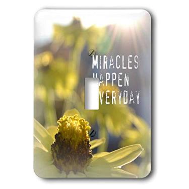 Imagem de 3dRose lsp_30894_1 Interruptor de interruptor de inspiração de flores milagres Zinnia amarelo e sol, multicolorido