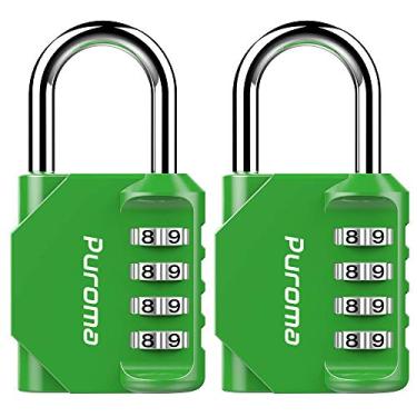Imagem de Cadeado Puroma à prova d'água com 4 dígitos para uso ao ar livre na academia, armário esportivo, cerca, caixa de ferramentas, portão, estojo, armazenamento de ferrolho (verde)