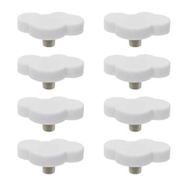 Imagem de Puxador de porta infantil Mcredy puxadores de cômoda de borracha branca nuvem de desenho animado 5,3 x 3,1 cm (Lxw) puxadores de armário fofos para armários de quarto infantil, portas, cômoda e armários pacote com 8