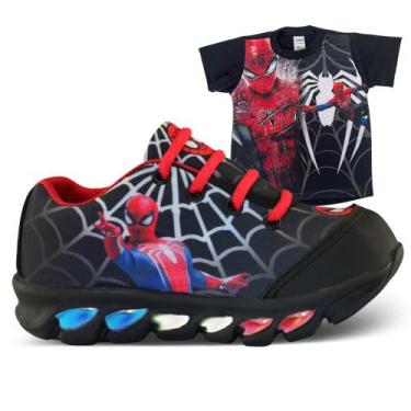Imagem de tenis de led infantil masculino homem aranha com luzinha meninos mais 