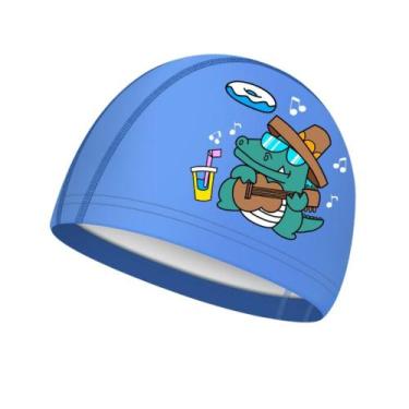 Imagem de Touca De Natação Infantil Profissional jacaré - Hero Band, Jacaré azul