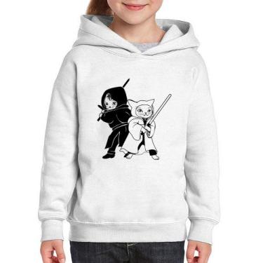 Imagem de Moletom Infantil Gatos Jedi - Foca na Moda, Branco, 10
