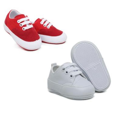 Imagem de Kit 2 Pares Sapato Tenis Bebê baby Masculino Recém Nascido Conforto - 