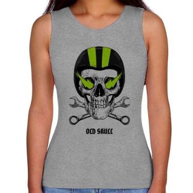 Imagem de Regata Feminina Old Skull Motorcycle - Foca na Moda, Cinza, G