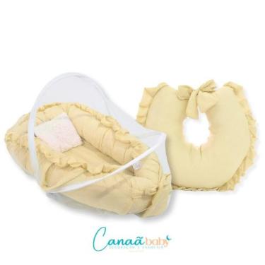 Imagem de Kit Ninho Redutor com Mosquiteiro e Almofada Amamentação - Canaã Baby,