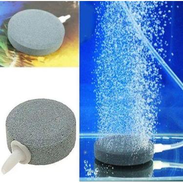 Imagem de 2 Pedra Porosa Redonda 40x17mm + 3mt Mangueira De Silicone - Ace Pet