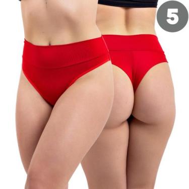 Imagem de Kit 5 Calcinha Feminina Cos Alto Duplo Fio Dental Pos Parto - Viére, M