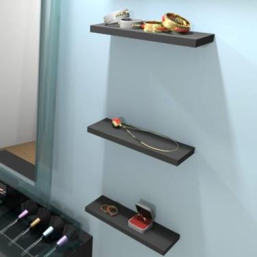 Imagem de Kit 3 Prateleiras Reta/Nicho em MDF 25x8 Para Decoração/Sala/Quarto/Es