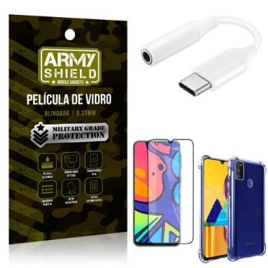 Imagem de Adaptador Fone Tipo C para P2 Samsung M21s + Capinha + Película 3D - A