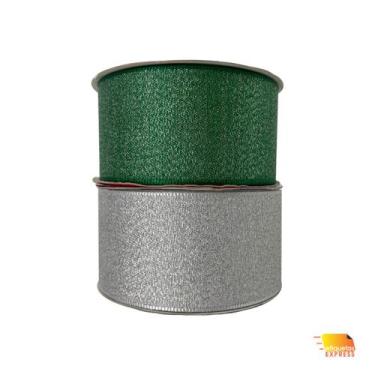 Imagem de Kit 2 Fitas Cetim Lurex Cinderela 38mm Acabamento  PRESENTES  DECORAÇÃ