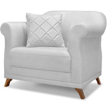 Imagem de Poltrona Decorativa Retro Polo Com Almofada Linho Grigio Ezz - Milani 