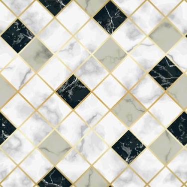 Imagem de Papel de Parede  Losango Tons Claros e Pretos 1,50x50m - DEKAL DECOR