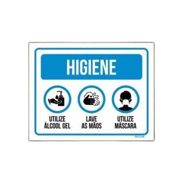 Imagem de Placa - Máscara De Proteção, Álcool Gel, Lave As Mãos 27X35