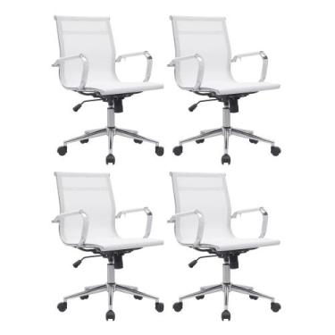 Imagem de Cadeira Escritório Diretor Eames em Tela - Branca - Inova Office, 4 Ca
