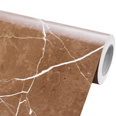 Imagem de Papel de Parede Mármore Marrom Armani Bronze Vinil Adesivo Impermeável