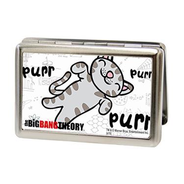 Imagem de Carteira com porta-cartões The Big Bang Theory Soft Kitty, capa de metal para vários cartões com bloqueio RFID, grande 10 cm x 7,4 cm