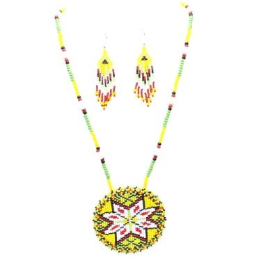 Imagem de Conjunto de brincos de gargantilha VivaApparel com contas azuis e turquesa preta sem estilo 18 – 1