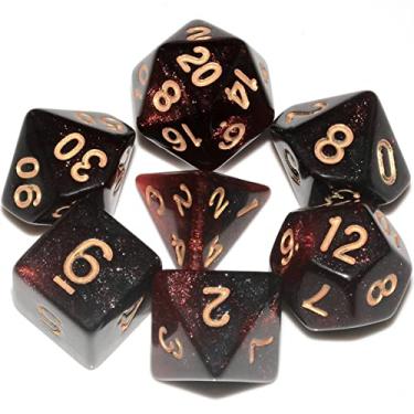 Imagem de Galaxy DND Dice 7Pieces, Glitter Sparkle Cosmic Red Black Mixed Polyhedral DND Dice for RPG MTG Table Game Dice