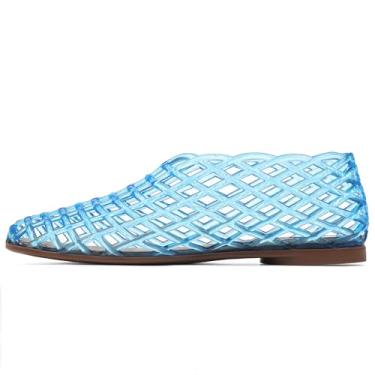 Imagem de AMINUGAL Sapatilhas de balé de malha para mulheres, elegantes e confortáveis, sapatilhas, sapatilhas, sem salto, para mulheres, sandálias de gelatina transparente para o verão, praia, sem cadarço,