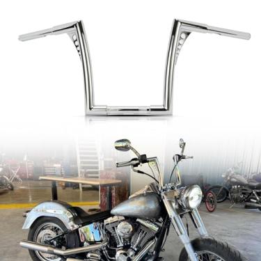 Imagem de Ohhmoto Ape Hangers Motorcycle Handlebar Rise- 1-1/4" Diâmetro Sportster Guidão Bar para Xl 1200 883 Dyna Softail Touring Road Glide Road King Modelos (12" Cromado)