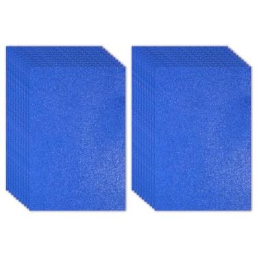 Imagem de PATIKIL Folha de espuma com glitter EVA brilhante azul escuro 40,6 x 30,5 cm, 2 mm de espessura, com adesivo nas costas, feltro de glitter EVA brilhante para projetos de artesanato, 20 peças