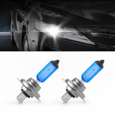 Imagem de Hbxdeco 2 peças H7 lâmpada de halogêneo para carro, 12 V 100 W 5000 K, lâmpadas brancas de farol alto, farol baixo de substituição, lâmpada de farol universal para carro, caminhão, van, SUV