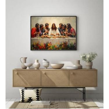 Imagem de Quadro Decorativo Grande Religioso Santa Ceia Sala/Quarto 100x70