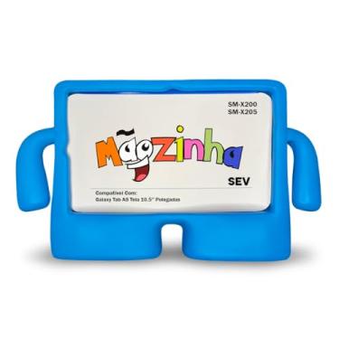 Imagem de Capa Mãozinha Compatível Com Tablet Galaxy Tab A8 10.5'' X200 X205 - Capinha Infantil Borracha, Anti Impacto (Azul)