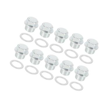 Imagem de Motoforti 10 conjuntos de parafusos de cárter de óleo de motor M22x1,5 mm reparo de rosca de drenagem de óleo com junta para carro de longa duração