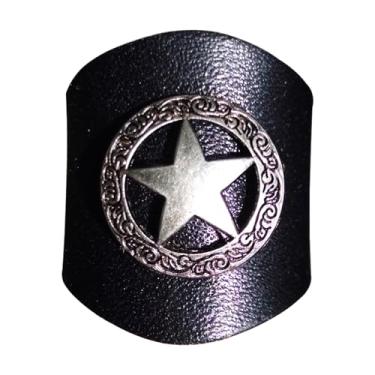 Imagem de Anel deslizante de cachecol ocidental, fivela de lenço de pescoço de couro feito à mão, vinho, cachecol quadrado feito à mão, fivela de anel, 1 peça, Preto, standard