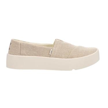 Imagem de TOMS Tênis feminino plataforma de lona Verona Heritage Casual - Preto, Bege, 39
