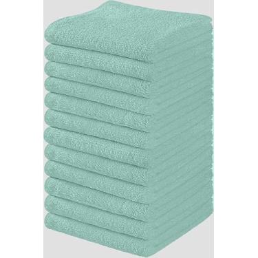 Imagem de Toalha e linho Mart 100% algodão - conjunto de panos de lavagem - panos de rosto de flanela, toalhas de dedo altamente absorventes e macias 30,5 x 30,5 cm (turquesa, pacote com 12)