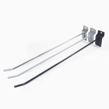 Imagem de 30 Ganchos Expositores para Painel Canaletado Aço Várias Medidas Organizador para Pendurar Ferramentas Cabos Capinha Celular (Branco, 30cm)