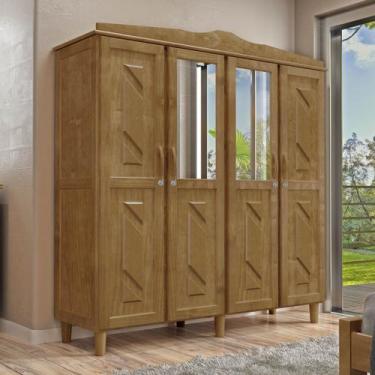 Imagem de Guarda-Roupa 4 Portas 3 Gavetas Brasil Imbuia Madeira Pinus - Cavazott