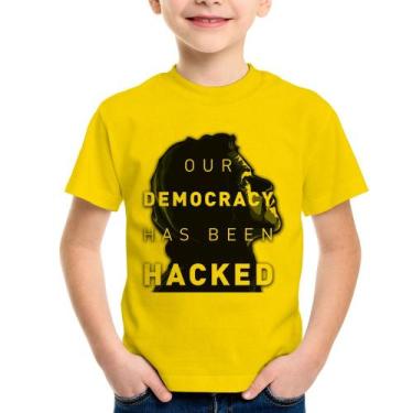 Imagem de Camiseta Infantil Our Democracy Has Been Hacked - Foca na Moda, Amarel