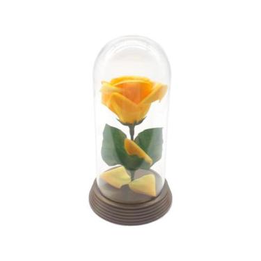 Imagem de Redoma Cúpula A Rosa Encantada A Bela E A Fera / Base Ouro P Rosa Amar